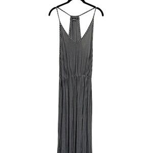 Due Time Maternity Maxi Dress XL Black White Pinstripe Racerback V-Neck 14542-MT
